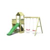 Aire de jeux en bois Floppi - Balançoire double, corde, table et toboggan, Fungoo