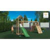 Aire de jeux en bois Fleppi - Balançoire double, corde, rampe et toboggan, Fungoo