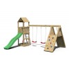 Aire de jeux en bois Fleppi - Balançoire double, corde, rampe et toboggan, Fungoo