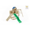 Aire de jeux en bois Treehouse - Balançoire double, maison, rampe et toboggan, Fungoo