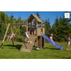 Aire de jeux en bois Carol3 - Balançoire, tour, rampe, escalade et toboggan, Fungoo
