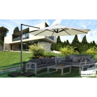 Parasol crème 360° rond 3 m avec housse - Soleado