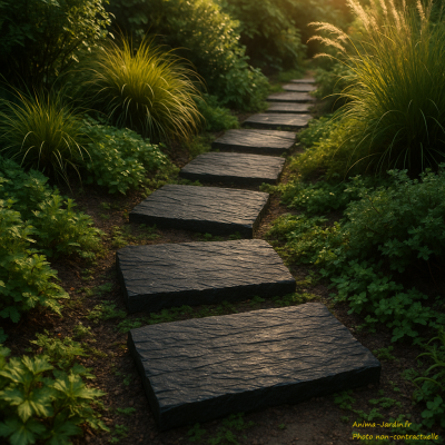 Pas de cheminement, rectangle, 40 x 29 cm, ton Schiste