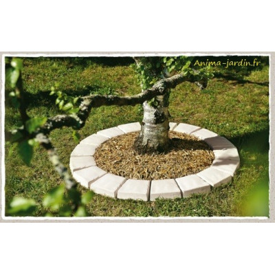 Pavé tour d'arbre en pierre reconstituée, bordure, béton pressé, anthracite