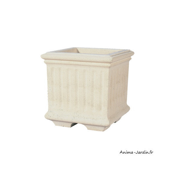 Bac carré en pierre reconstituée, blanc, 40 x 40 x 41 cm, 27 litres