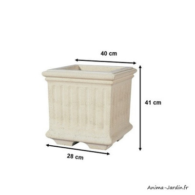 Bac carré en pierre reconstituée, blanc, 40 x 40 x 41 cm, 27 litres