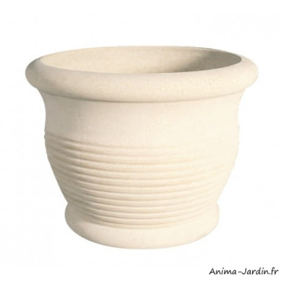 Pot rond, blanc, en pierre reconstituée, Ø 55 cm, 43 L