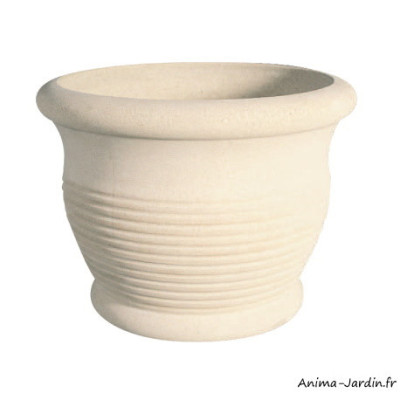 Pot rond, blanc, en pierre reconstituée, Ø 63 cm, 78 L