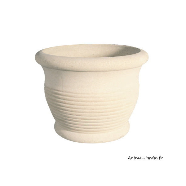 Pot rond, blanc, en pierre reconstituée, Ø 63 cm, 78 L