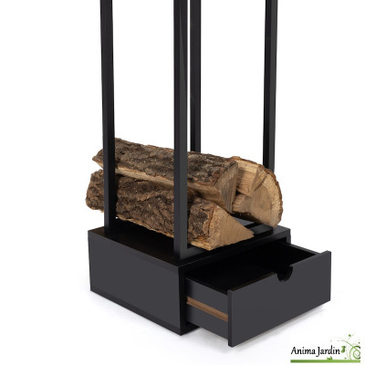 Range bûches vertical avec tiroir 125cm - Ligna