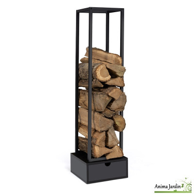 Range bûches vertical avec tiroir 125cm - Ligna