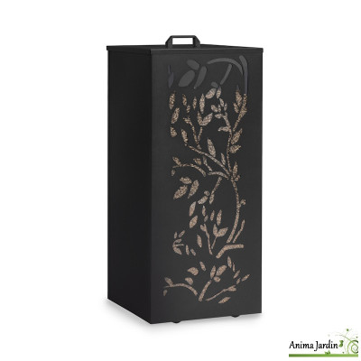 Réservoir à granules en acier ajouré noir, 45 kg, Stockage granulés