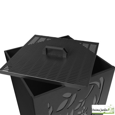 Réservoir à granules en acier ajouré noir, 45 kg, Stockage granulés