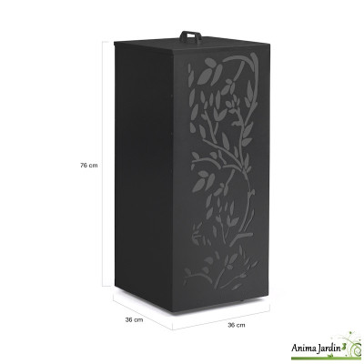 Réservoir à granules en acier ajouré noir, 45 kg, Stockage granulés