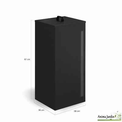 Réservoir à granules en acier noir, 55 kg, Stockage granulés