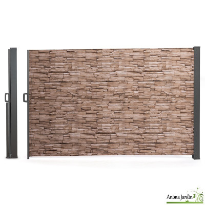 Paravent rétractable occultant 400x180 cm - Motif brique