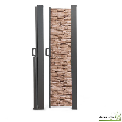 Paravent rétractable occultant 400x180 cm - Motif brique
