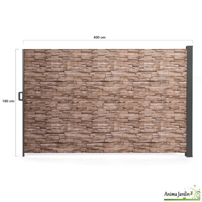 Paravent rétractable occultant 400x180 cm - Motif brique