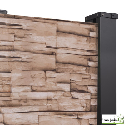 Paravent rétractable occultant 400x180 cm - Motif brique