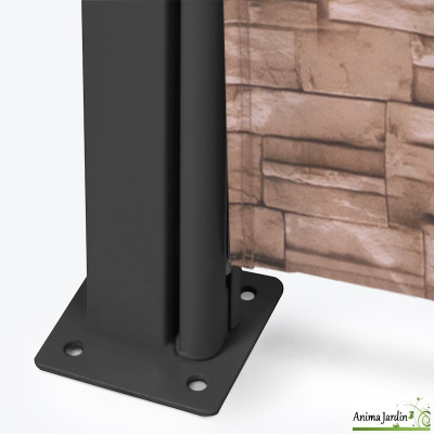 Paravent rétractable occultant 400x180 cm - Motif brique