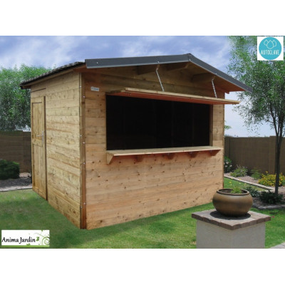 Abri de jardin en bois traité autoclave, Pecq, 7,09 m², Marché de Noël, abri comptoir, Solid