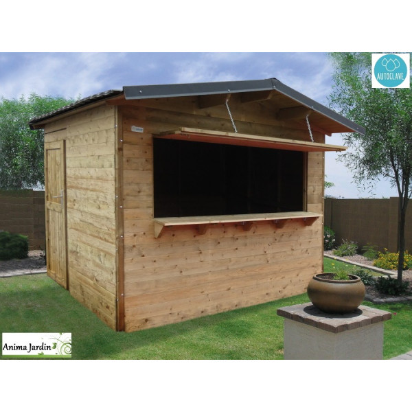 Abri de jardin en bois traité autoclave, Pecq, 7,09 m², Marché de Noël, abri comptoir, Solid