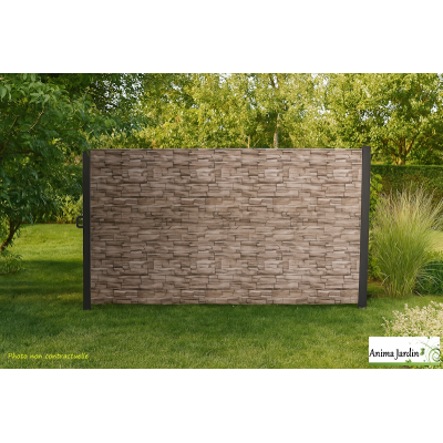 Paravent rétractable occultant 400x180 cm - Motif brique