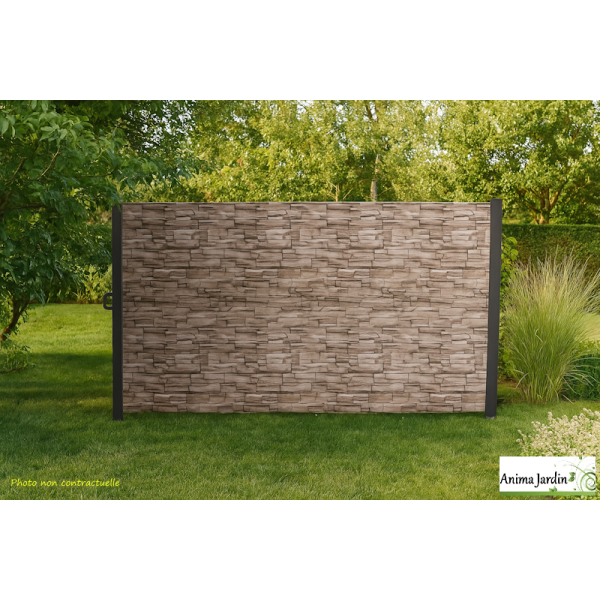 Paravent rétractable occultant 400x180 cm - Motif brique