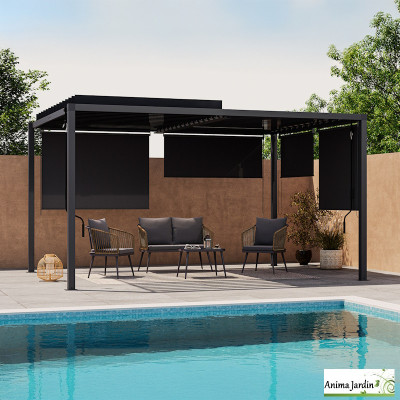 Pergola bioclimatique en acier 3x4 m avec stores - Sunyway