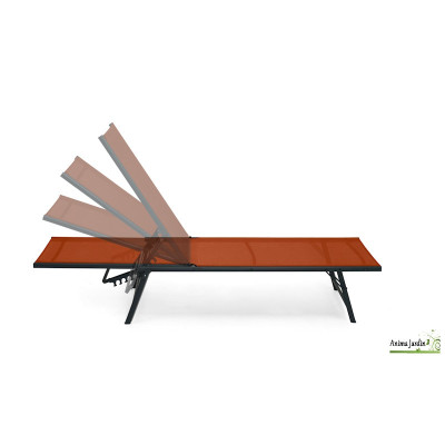 Lot de 2 transats inclinable en textilène terracotta - malaga