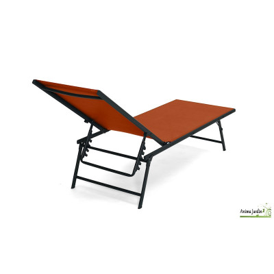Lot de 2 transats inclinable en textilène terracotta - malaga