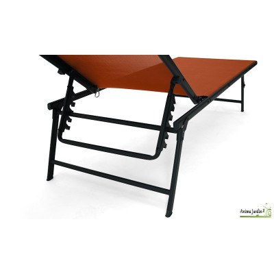 Lot de 2 transats inclinable en textilène terracotta - malaga