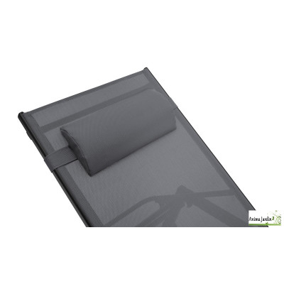 Lot de 2 transats inclinables en textilène gris anthracite- Faro