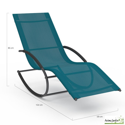 Lot de 2 transats à bascule en textilène bleu - Malawai
