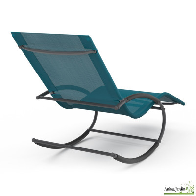 Lot de 2 transats à bascule en textilène bleu - Malawai