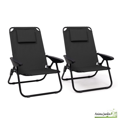Lot de 2 fauteuils inclinables et pliable noir - Movia