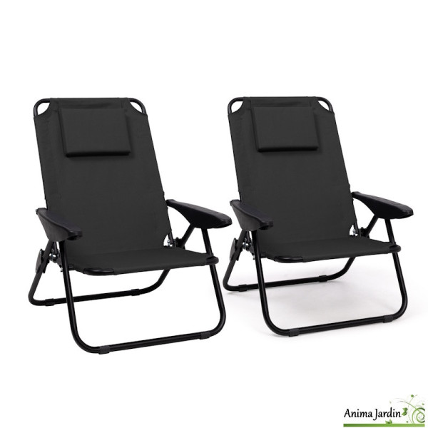 Lot de 2 fauteuils inclinables et pliable noir - Movia