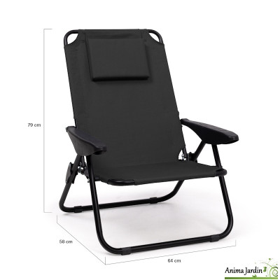 Lot de 2 fauteuils inclinables et pliable noir - Movia