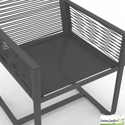 Salon de jardin en acier gris anthracite 6 personnes - Varna