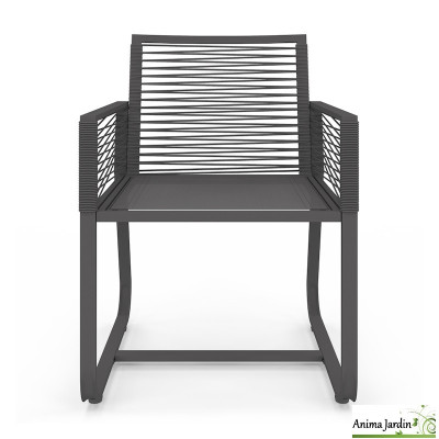 Salon de jardin en acier gris anthracite 6 personnes - Varna