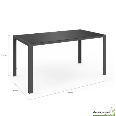 Salon de jardin en acier gris anthracite 6 personnes - Varna