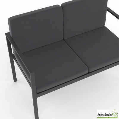 Salon de jardin en acier gris anthracite 4 personnes - Pempa