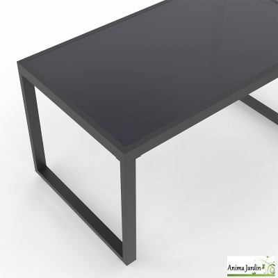 Salon de jardin en acier gris anthracite 4 personnes - Pempa