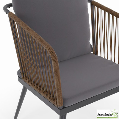 Salon de jardin en acier gris anthracite 2 personnes - Florida