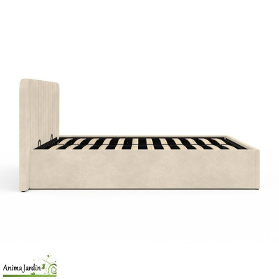 Lit coffre 160x200 cm avec sommier - Velours beige - Valentina