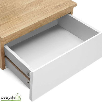 Lot de 2 tables de chevets suspendu bois et blanc - Tom