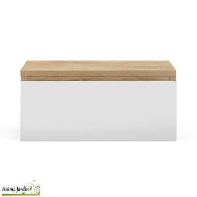 Lot de 2 tables de chevets suspendu bois et blanc - Tom