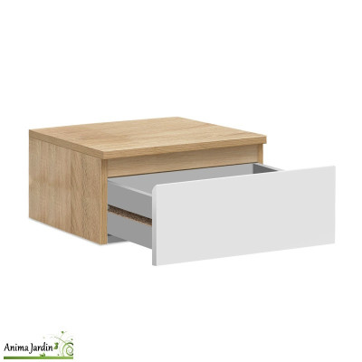 Lot de 2 tables de chevets suspendu bois et blanc - Tom