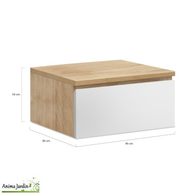 Lot de 2 tables de chevets suspendu bois et blanc - Tom