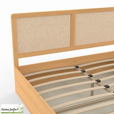 Lit coffre 140x190 cm avec sommier - Cannage - Eve